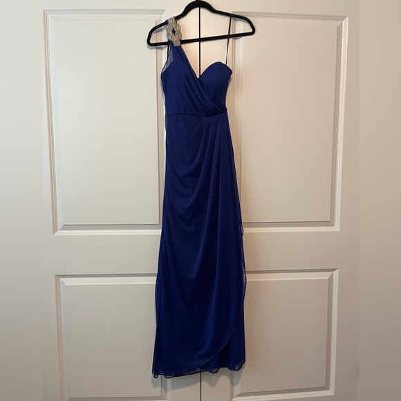 Xscape One Shoulder Gown Prom Dress Sz 2 in Royal Blue - Picture 5 of 10
